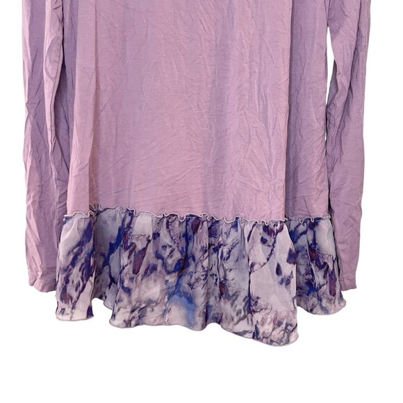 LOGO Lori Goldstein Cardigan‎ Jacket Lavender Watercolor Ruffle Hem A347517 XXS - Picture 4 of 7